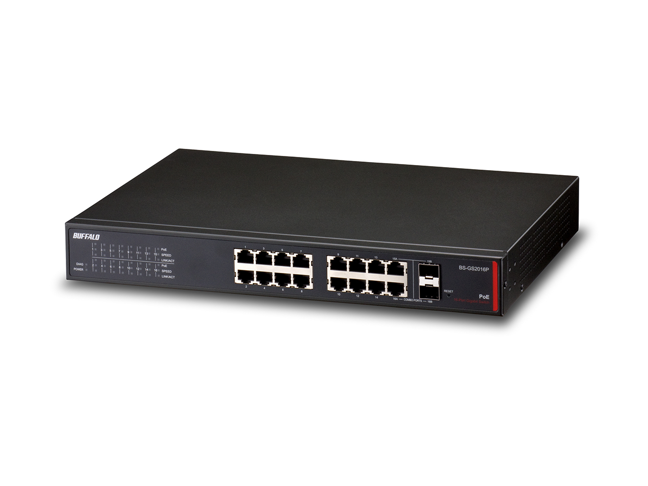 Buffalo BS-GS2016P Managed L2/L3 Gigabit Ethernet (10/100/1000) Power over Ethernet (PoE) 1U Black
