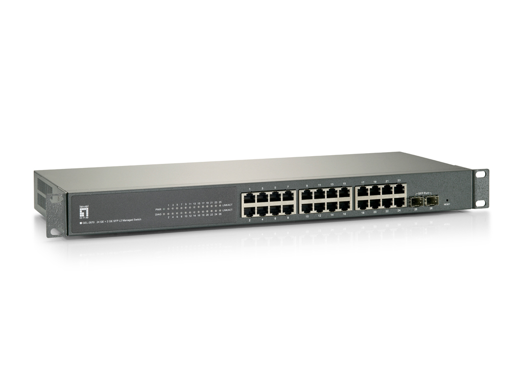 LevelOne 26-Port L2 Managed Gigabit Ethernet Switch, 2 Ports SFP – image 1
