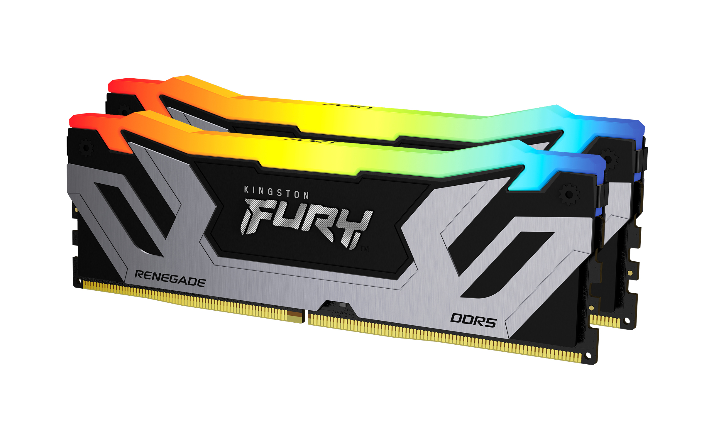 Kingston FURY Renegade RGB - DDR5 - kit - 48 GB: 2 x 24 GB - DIMM 288-pin - 4200 MT/s / PC5-67200 - CL40 - 1.45 V - unbuffered - on-die ECC - black & silver