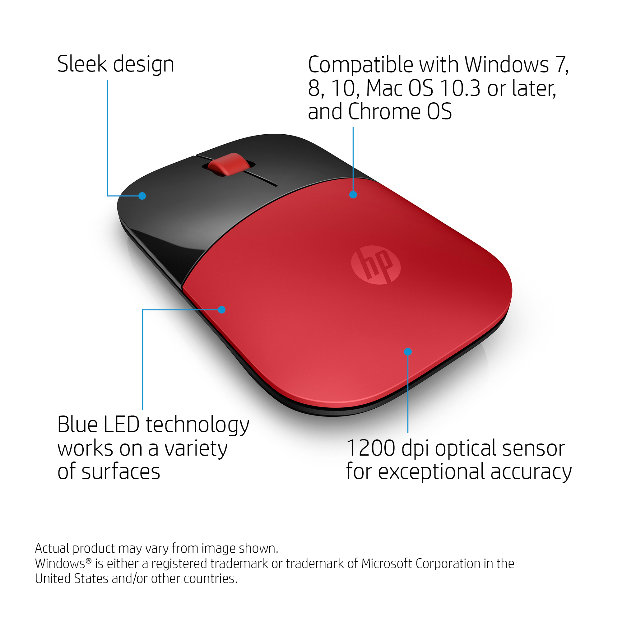 HP Z3700 Red Wireless Mouse – image 4