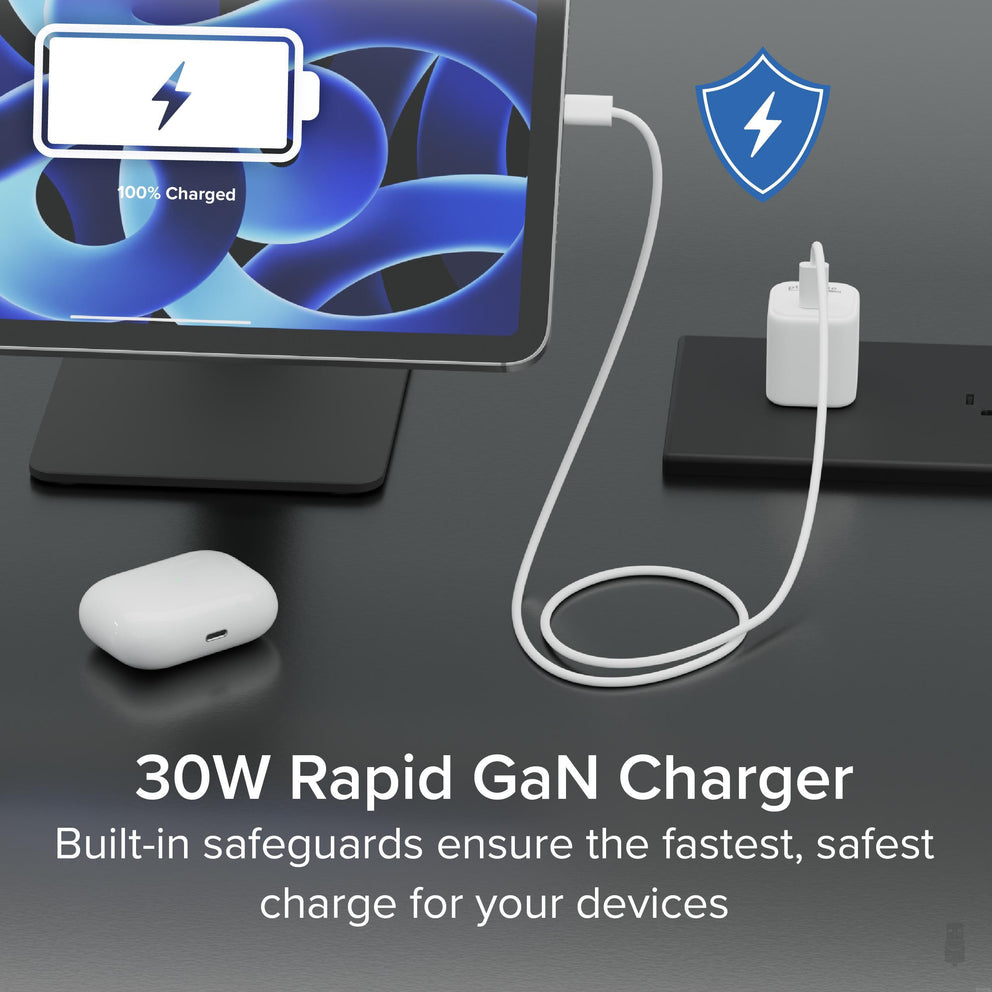 Resim Plugable Technologies PS-30C1W AC Güç Kaynaklı İç Mekan USB Tip-C Şarj Cihazı, 20V Maksimum Çıkış, Beyaz