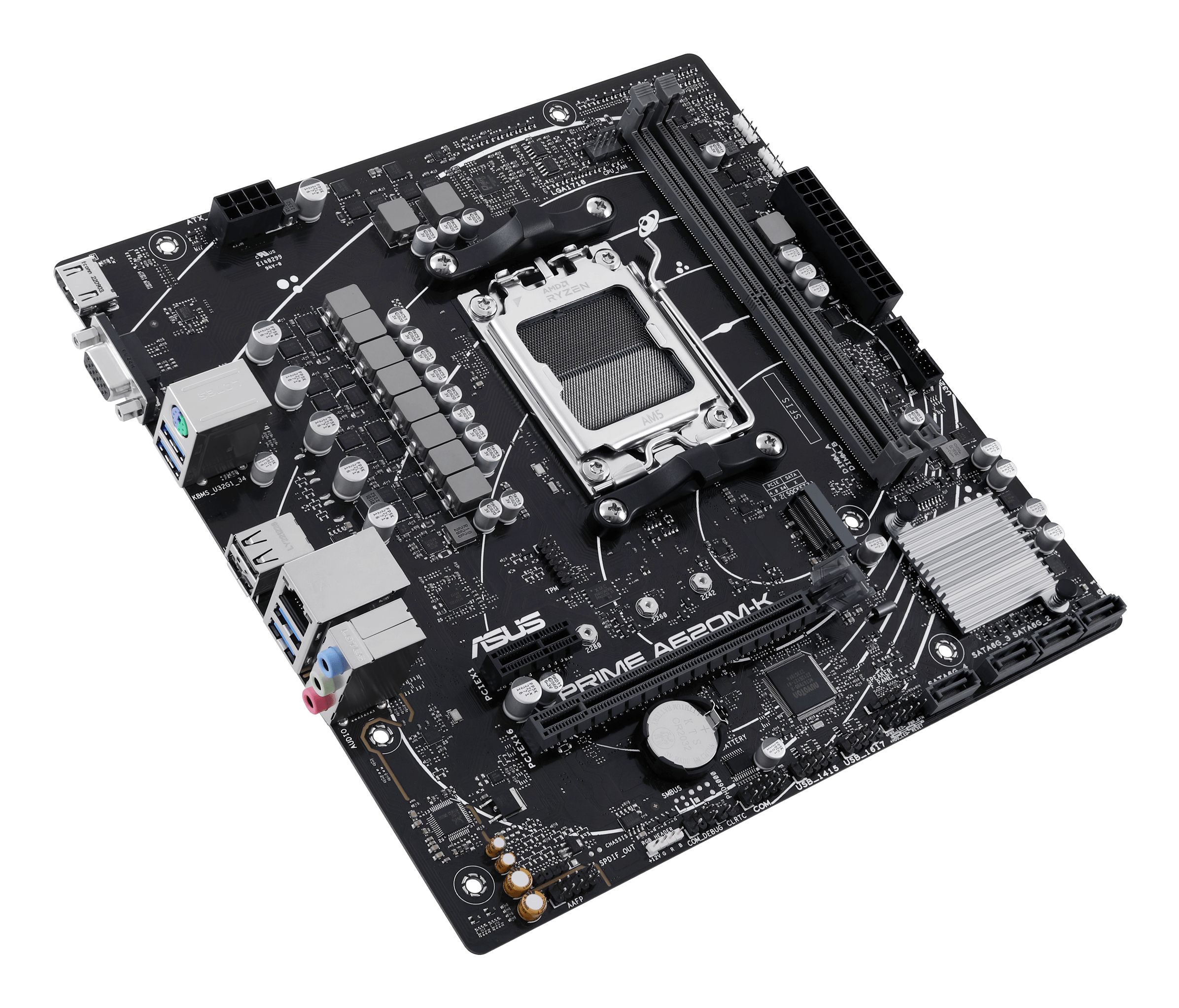 Tarjeta Madre ASUS PRIME A620M-K - Socket AM5 - 2x DDR5 - 4800/6200(OC)/7200+(OC)MHz - HDMI - VGA - USB 2.0/3.2 - Micro ATX - PRIME A620M-K Tarjeta Madre ASUS PRIME A620M-K - Socket AM5 - 2x DDR5 - 4800/6200(OC)/7200+(OC)MHz - HDMI - VGA - USB 2.0/3.2 - Micro ATX - PRIME A620M-K