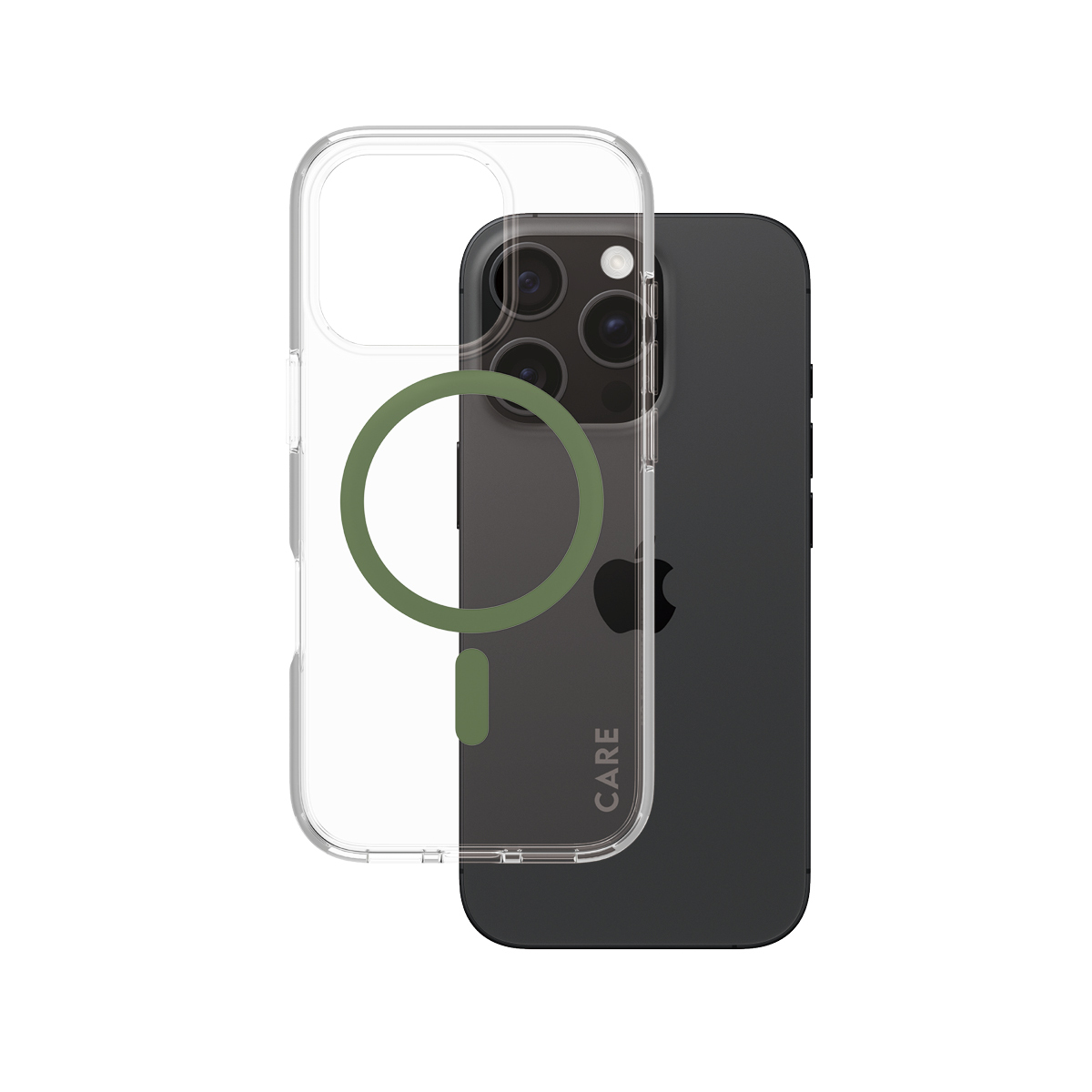 PanzerGlass CARE™ by ® Urban Combat Case Transparent w. Green MagSafe iPhone 16 Pro