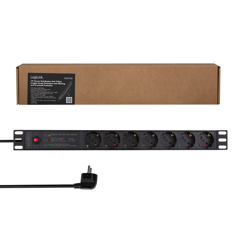 LogiLink PDU7C02 power distribution unit (PDU) 7 AC outlet(s) 1U Black – image 8