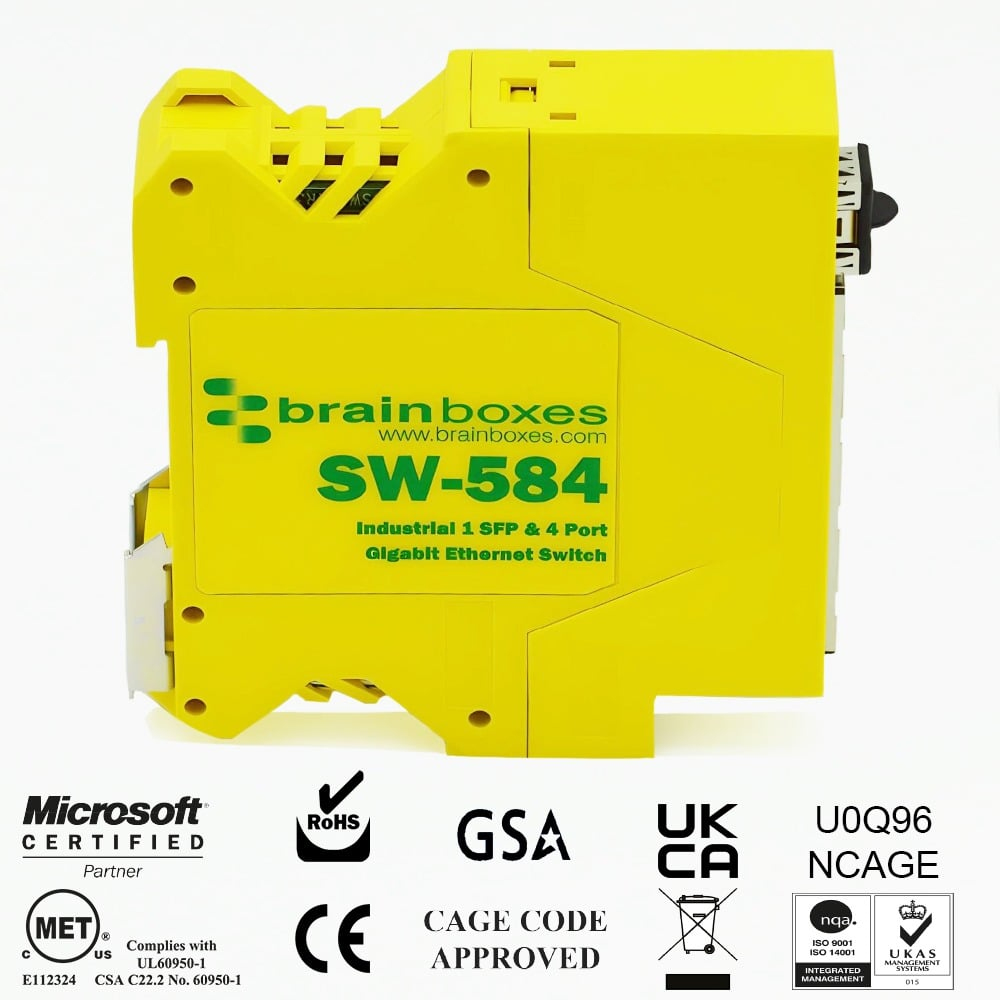 Brainboxes Industrial 1 SFP & 4 Port Gigabit Ethernet Switch – image 2
