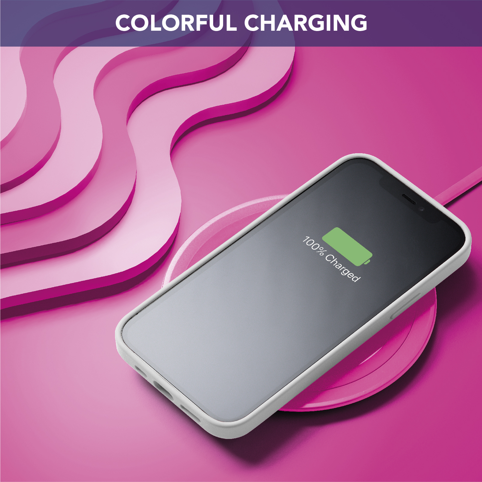 Cellularline Neon Wireless Charger - Apple, Samsung and other Wireless Smartphones Coloured wireless charging base – image 2