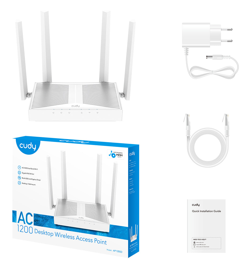 Cudy AP1300D wireless access point 1167 Mbit/s White Power over Ethernet (PoE) – image 3
