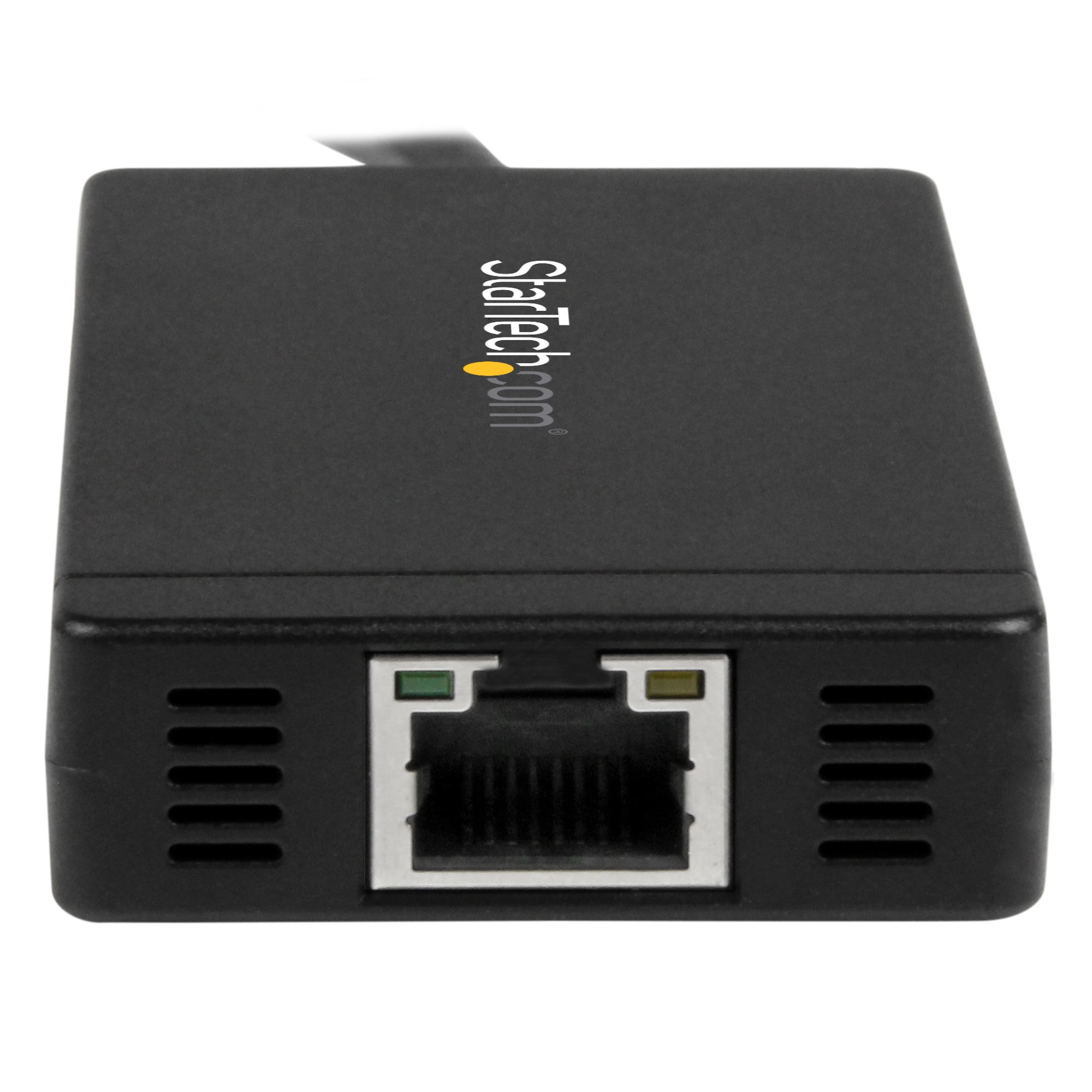 StarTech.com 3-Port USB-C Hub with Gigabit Ethernet - USB-C to 3x USB-A - USB 3.0 (5Gbps) - Includes Power Adapter - TAA – image 4