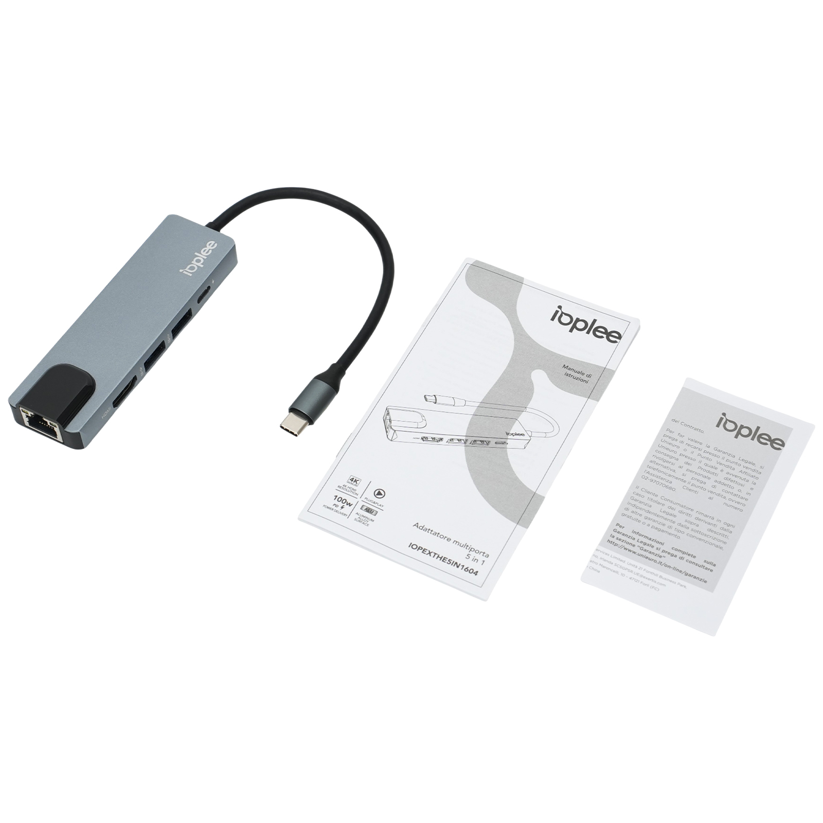 IOPLEE IOPEXTHE5IN1604 interface hub USB Type-C Grey – image 5