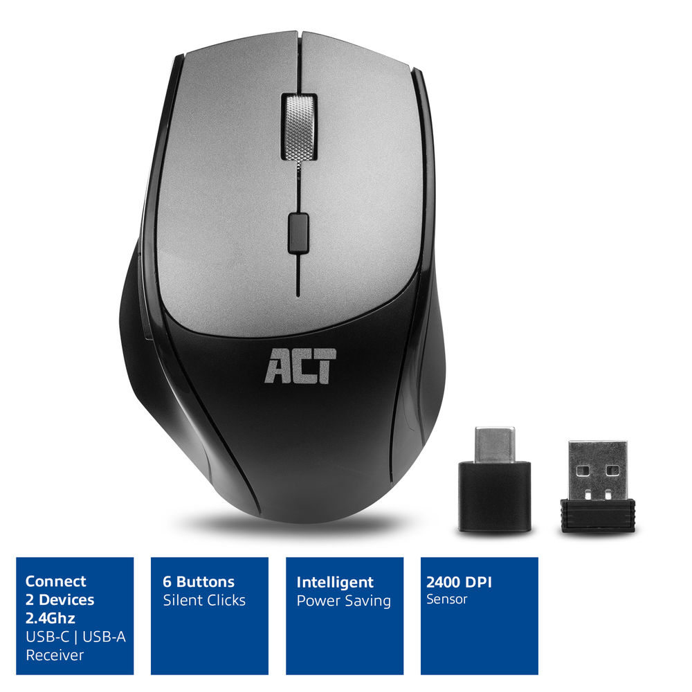ACT Wireless Dual-Connect Mouse 2400 DPI with silent click – image 3