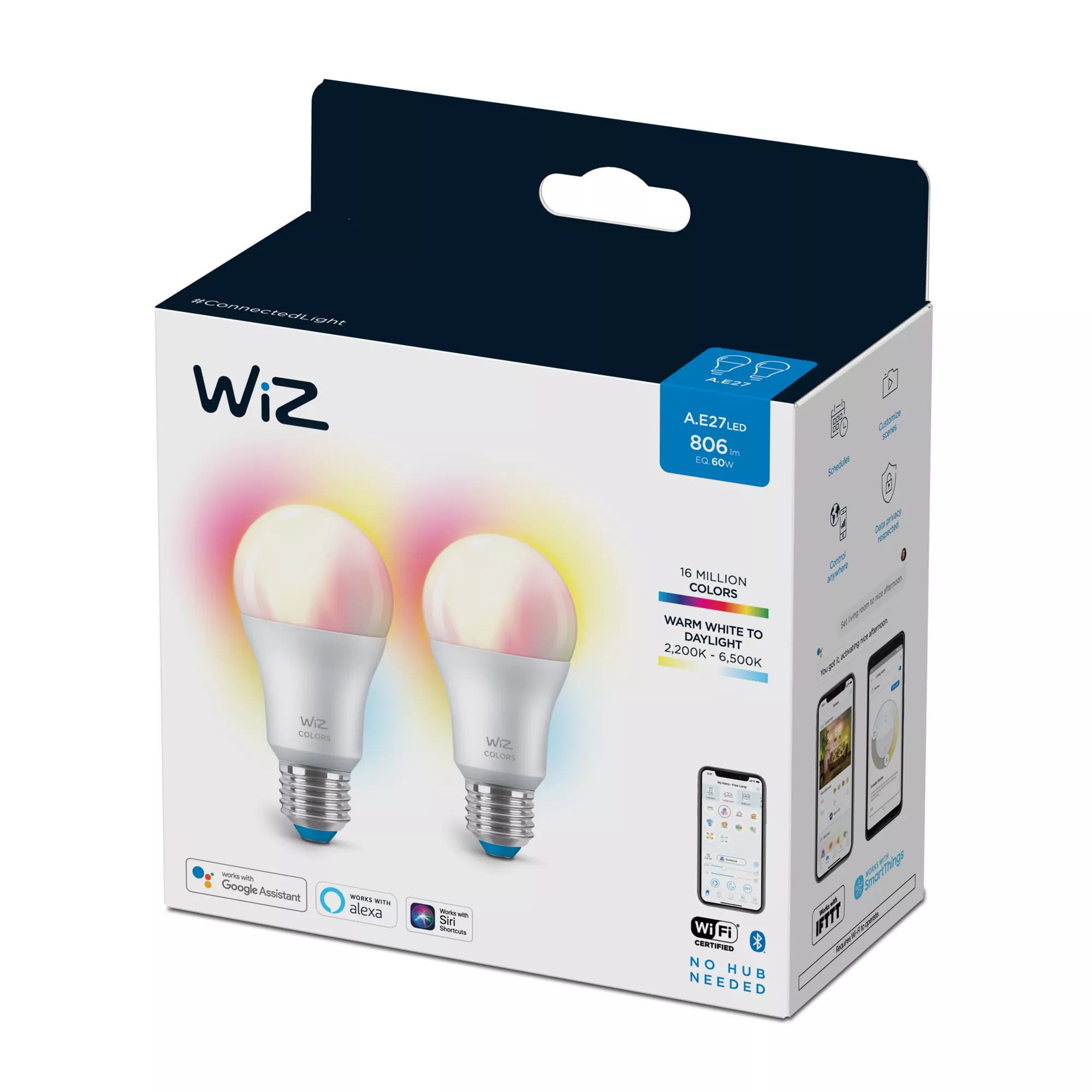 WiZ Bulb 8W (Eq.60W) A60 E27 x2 – image 4