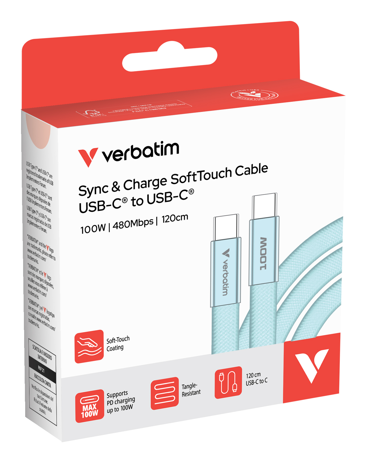 Verbatim Sync & Charge USB-C to USB-C 100W 120cm blue Ladekabel