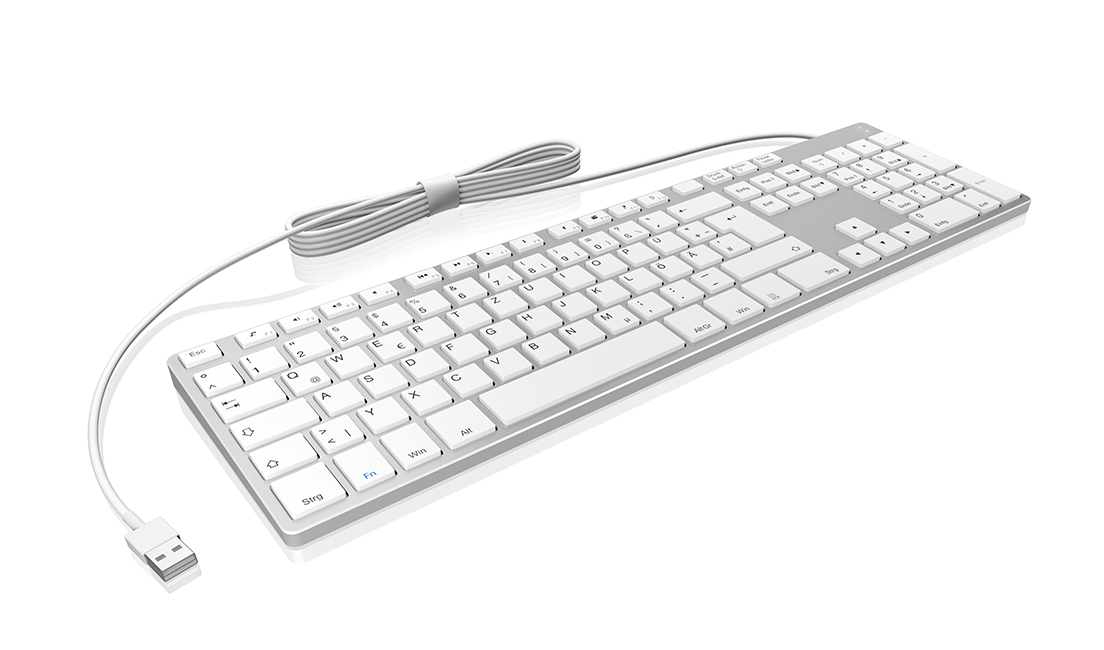 KeySonic KSK-8022MacU keyboard Office USB QWERTZ German Silver, White – image 4