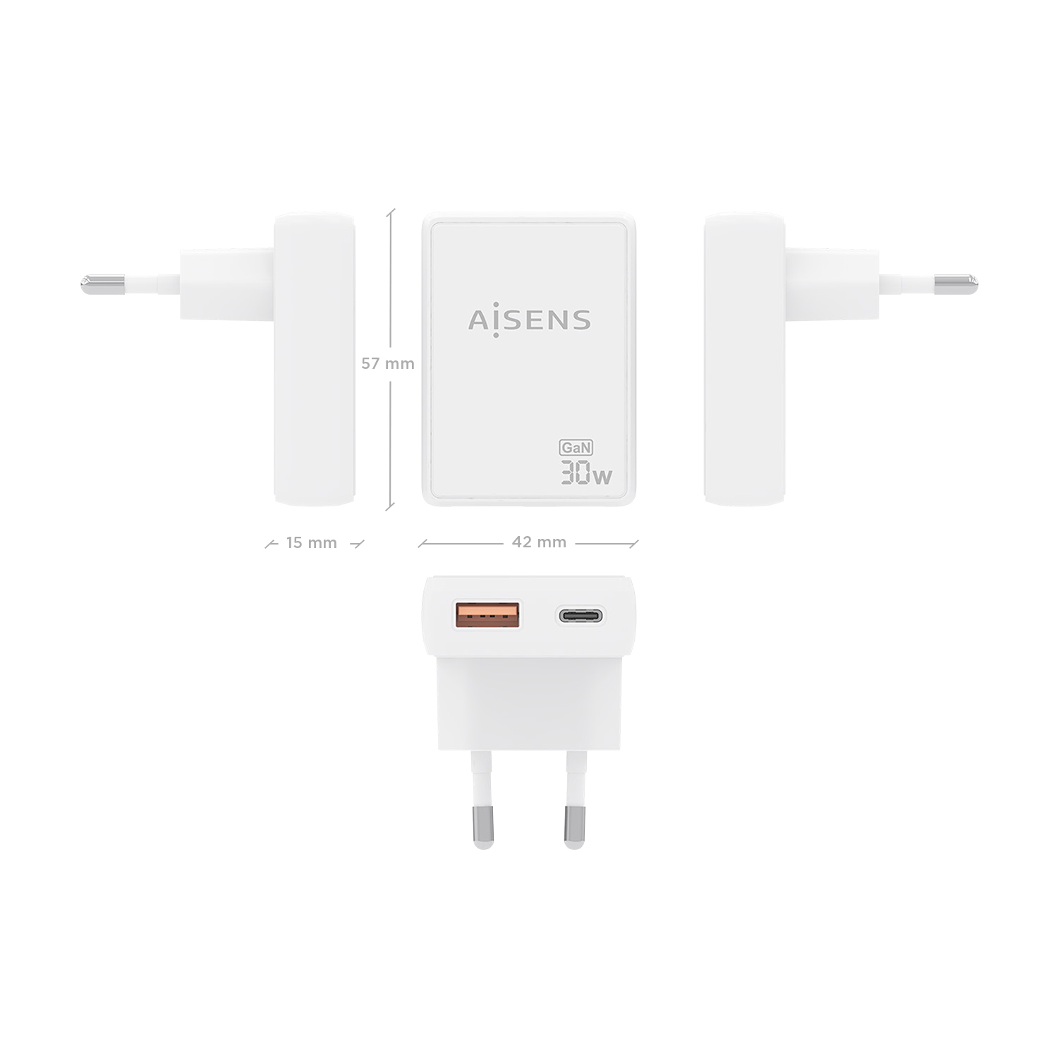 AISENS ASCH-30W2P074-W mobile device charger Digital camera, Mobile phone, Laptop, Smartphone, Tablet, Universal White AC Fast charging Indoor – image 4