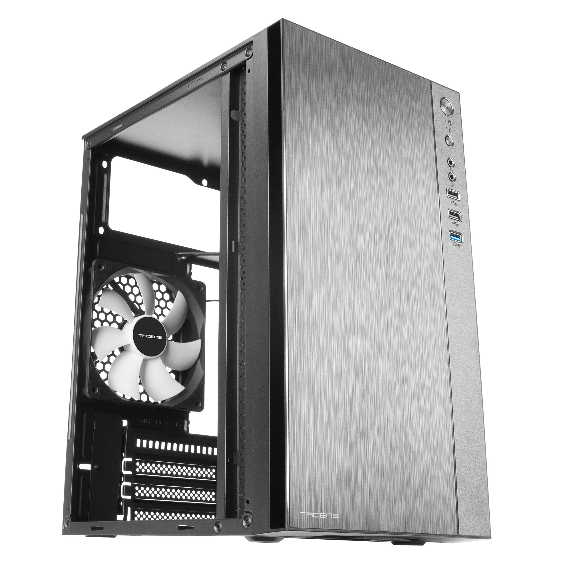 Tacens Anima ACX Mini Tower Micro ATX PC Case Brushed Aluminium Front – image 4