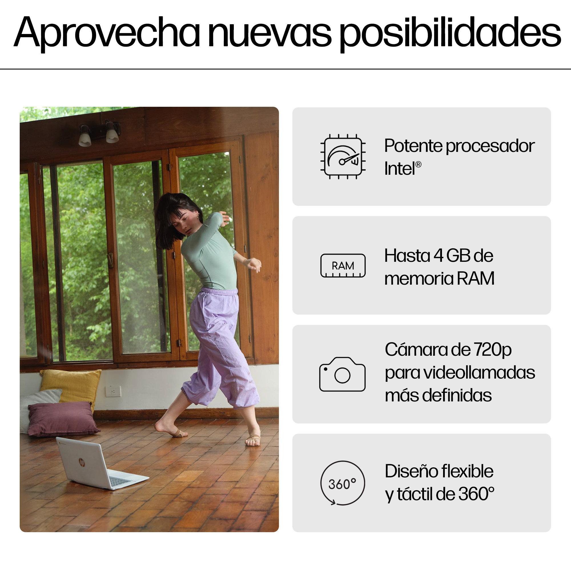 HP - Chromebook convertible 2 en 1 HP Chromebook Plus 14b-cd0000ns x360, i3-N305, 8GB, 256GB UFS, 14', ChromeOS. - imagen 8