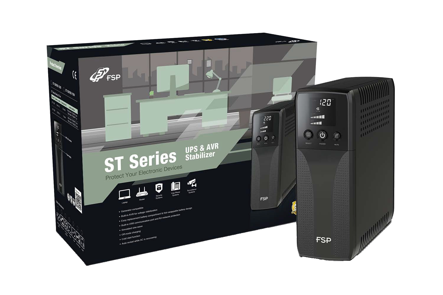 FSP ST 1200 strömskydd (UPS) Linjeinteraktiv 1,2 kVA 720 W 4 AC-utgångar