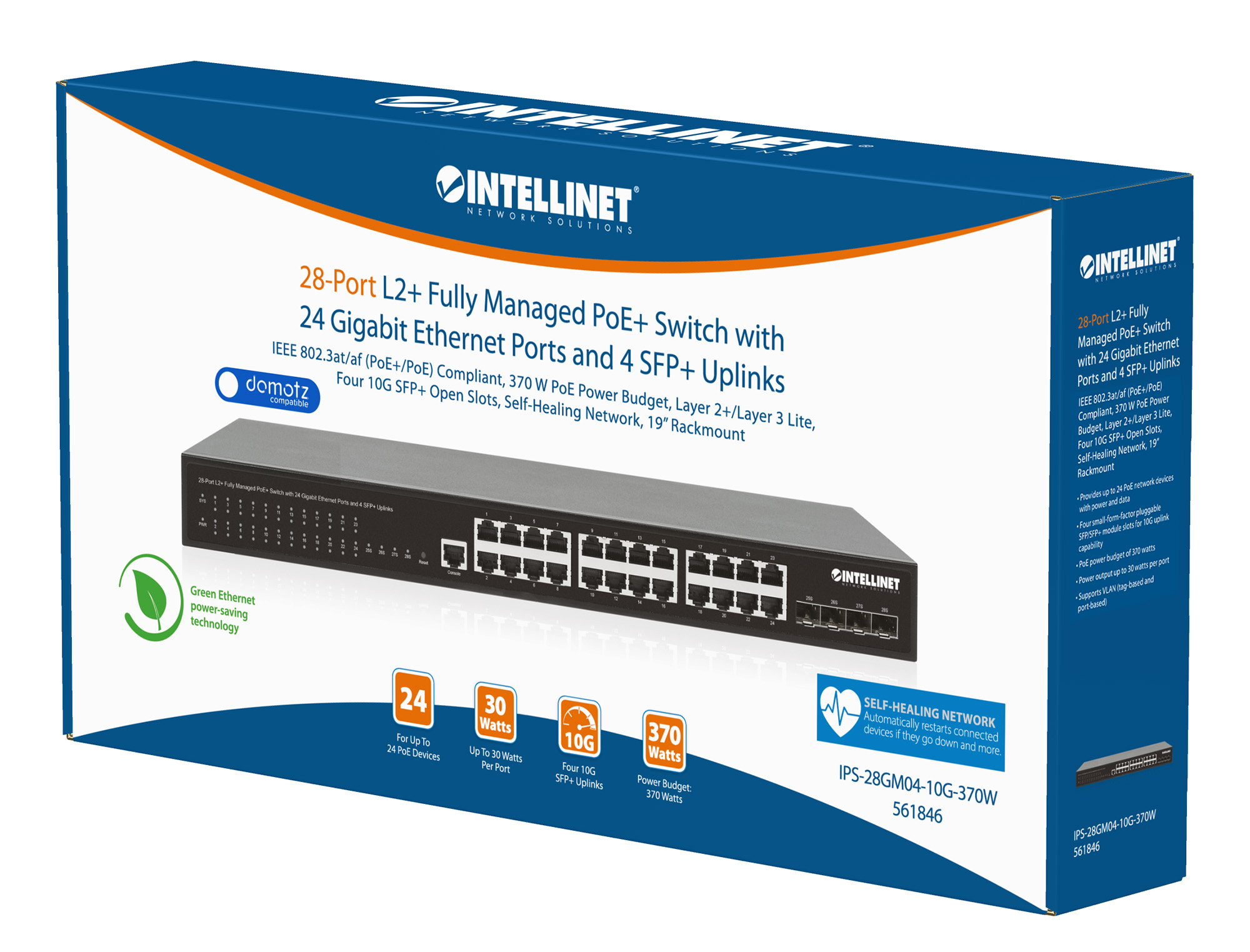INTELLINET 28-P PoE+ Managed Switch 4x10GbE 450W