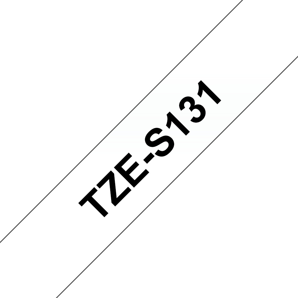 Cinta Brother TZES131 - Texto Negro sobre Fondo Transparente -  12mm x 8mts - Súper Adhesiva - TZES131