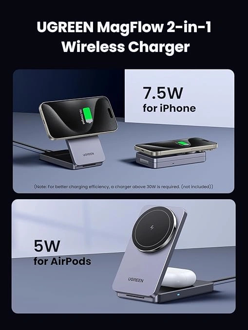 Ugreen W528 Headphones, Smartphone Grey AC Wireless charging Indoor – image 2