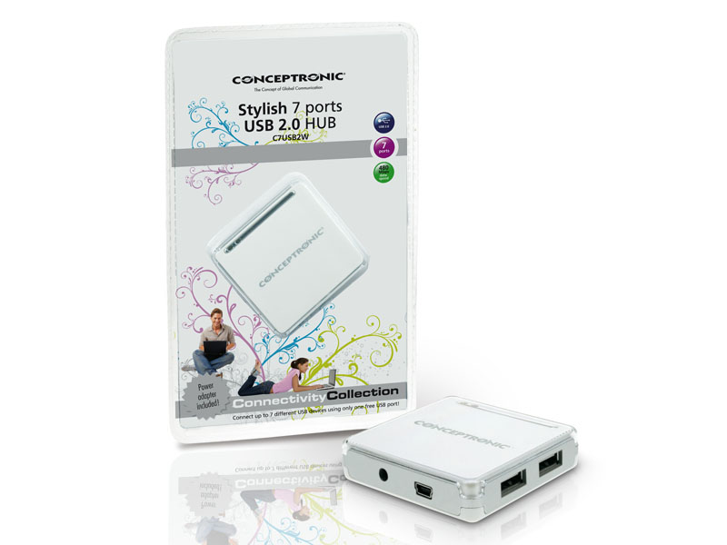 Conceptronic Stylish 7 Ports Powered USB Hub – image 3