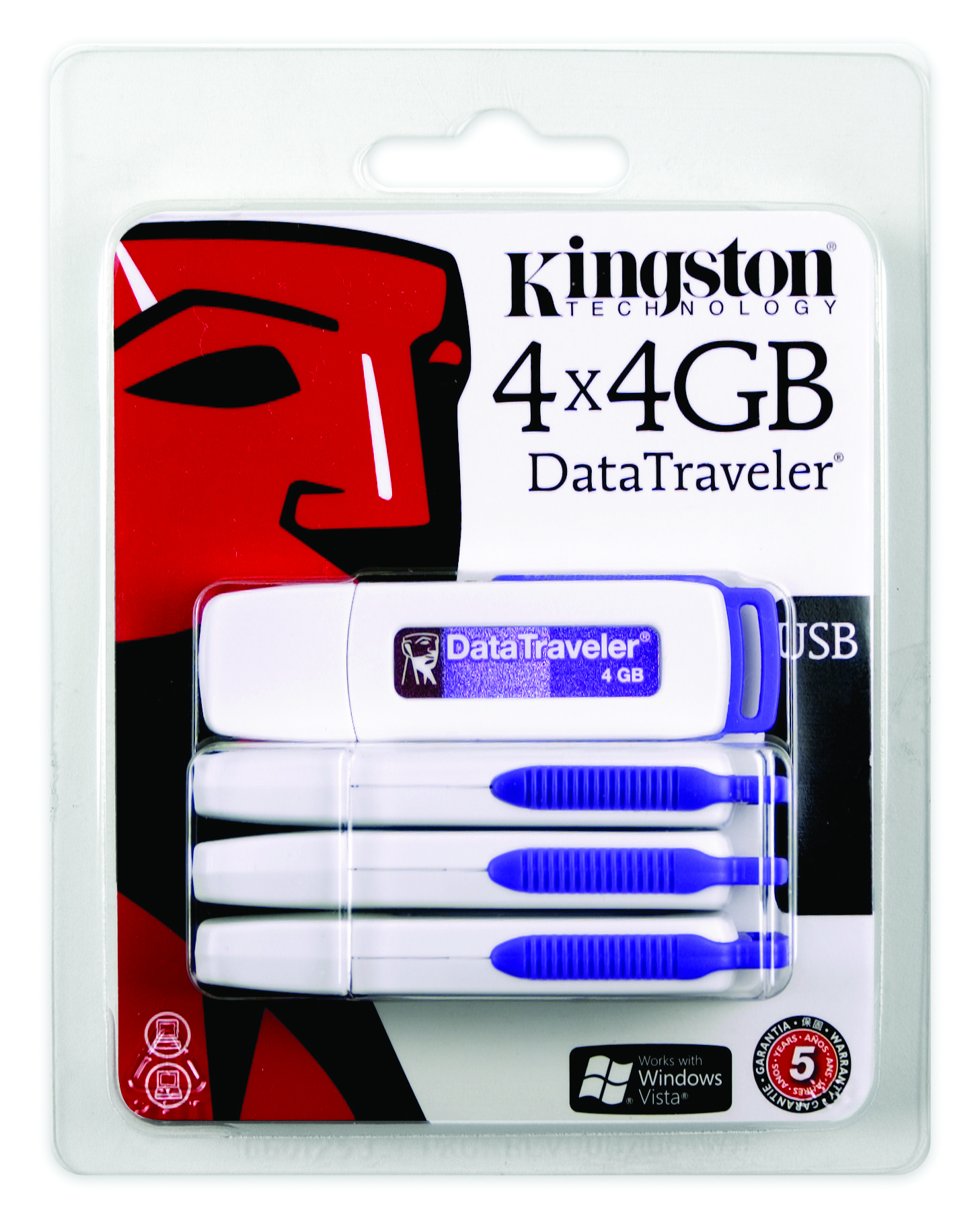 Kingston Technology DataTraveler DTI/4GB-4P USB flash drive USB Type-A 2.0 Violet, White