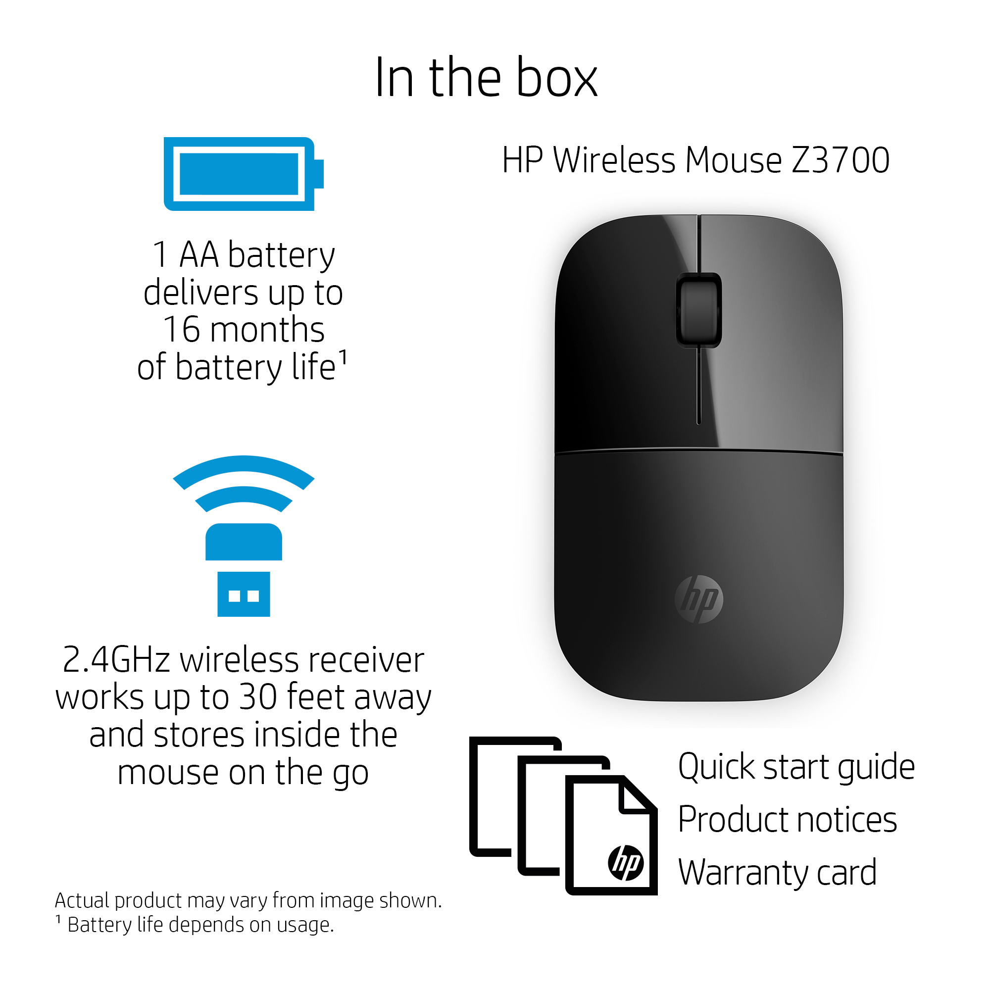 HP Z3700 Black Wireless Mouse – image 3