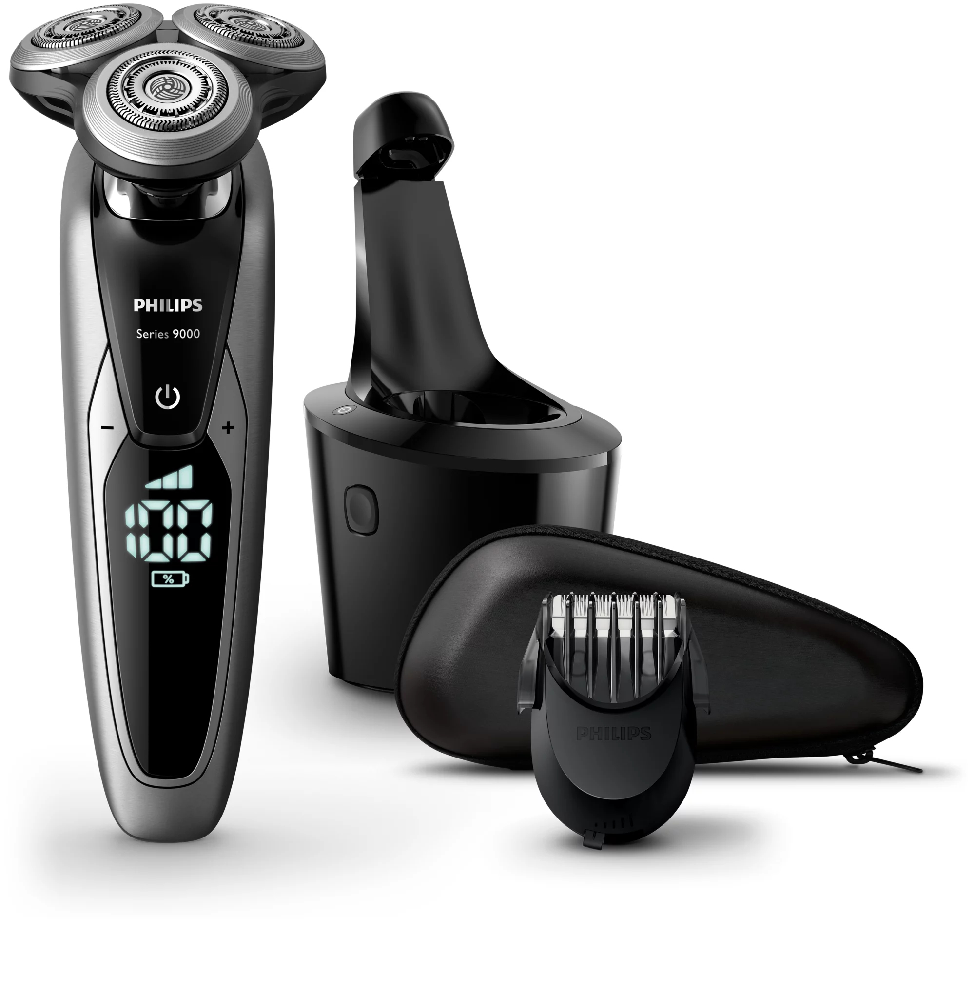 Philips SHAVER Series 9000 S9711/32R1 men's shaver Rotation shaver Trimmer Black, Silver – image 1