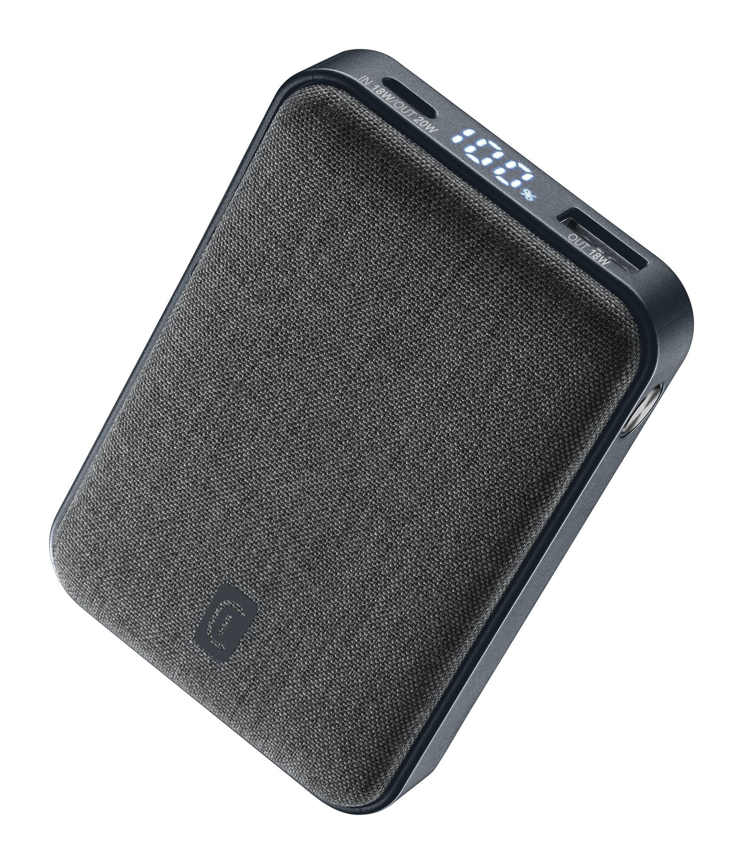 Powerbank - CellularLine Glam, 10000 mAh, 20 W, Hasta 72h de carga, USB C, A, Negro