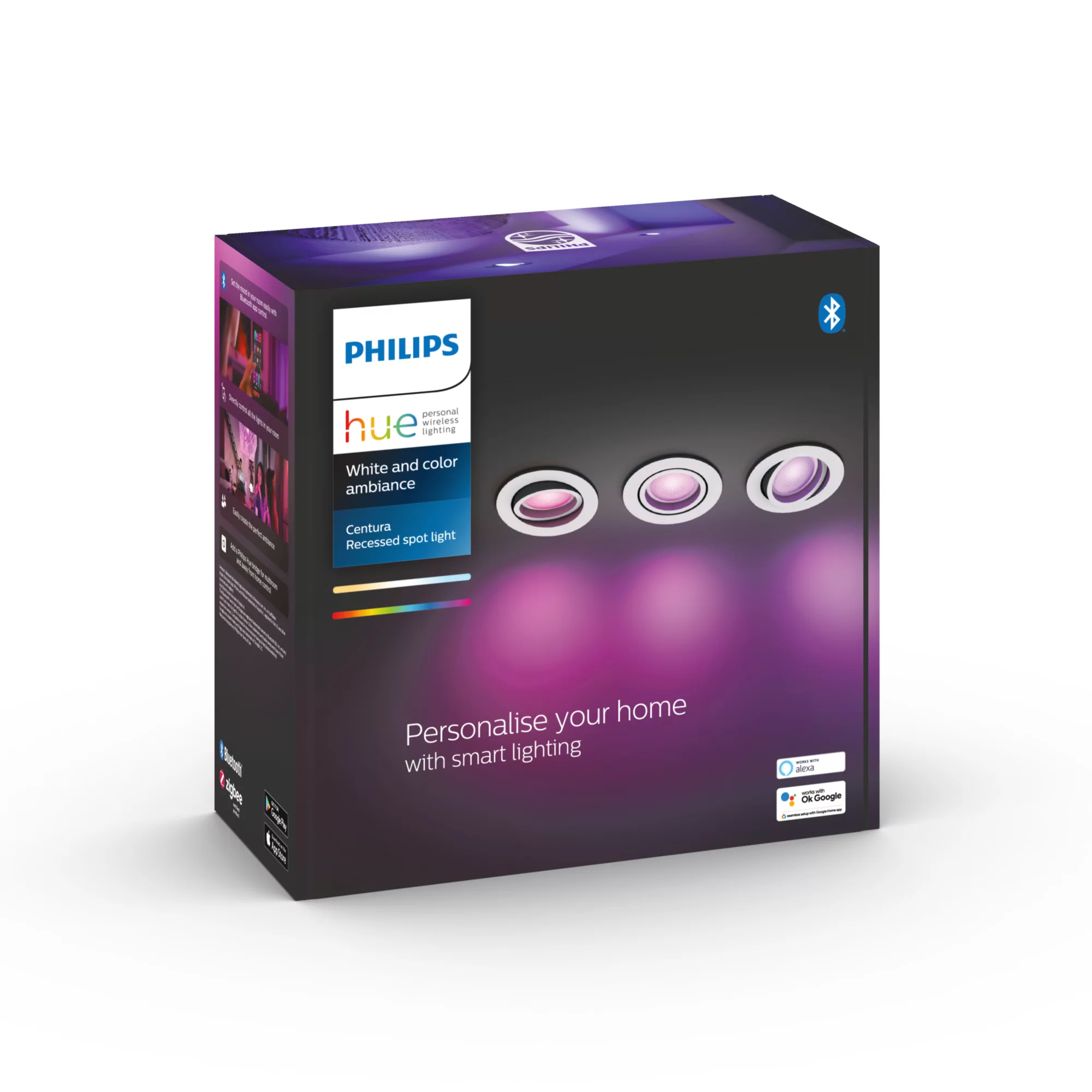 Philips by Signify Philips Hue White and colour ambience 3-pack Centura recessed spotlight – image 3