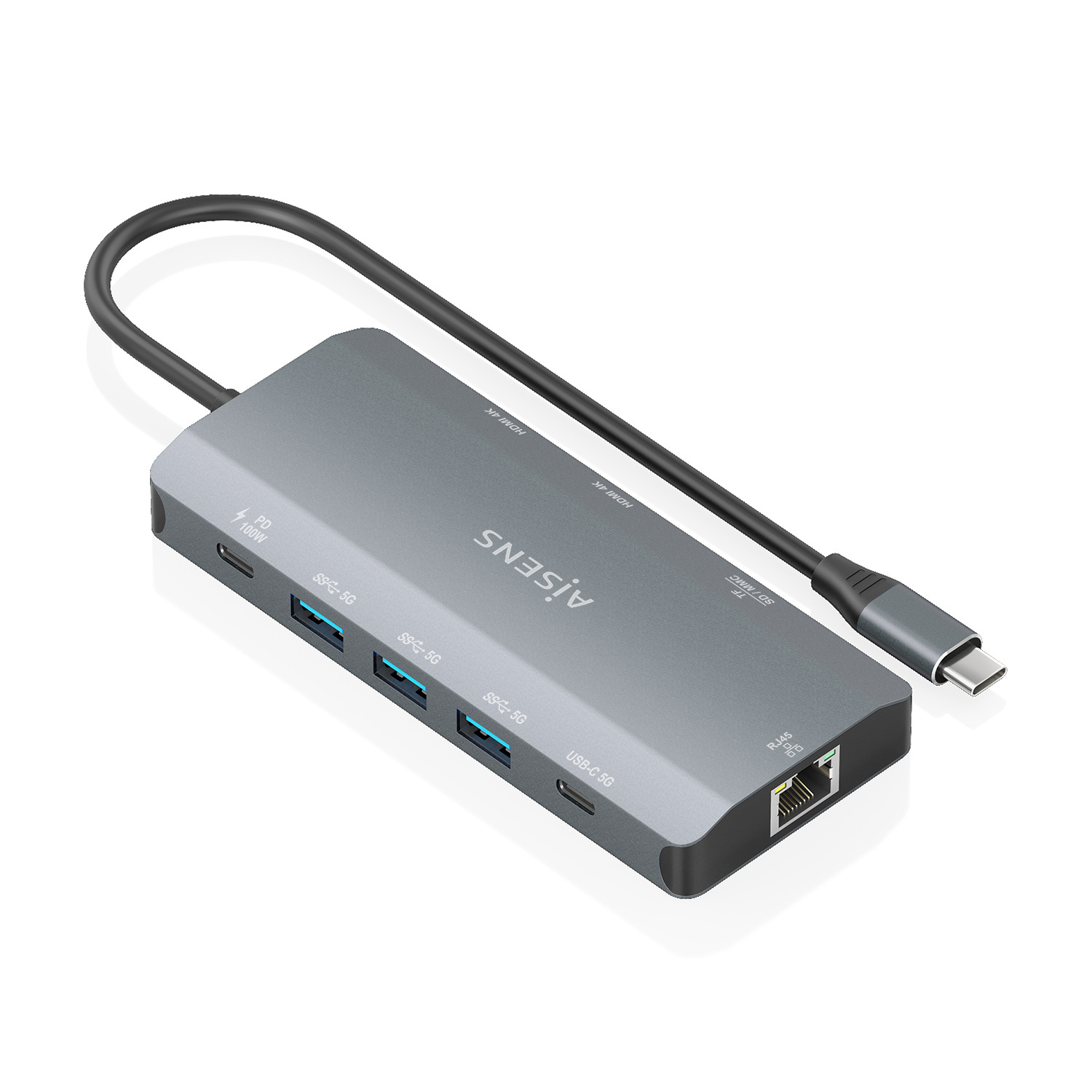AISENS ASUC-10P052-GR laptop dock/port replicator Wired USB 3.2 Gen 1 (3.1 Gen 1) Type-C Grey – image 2