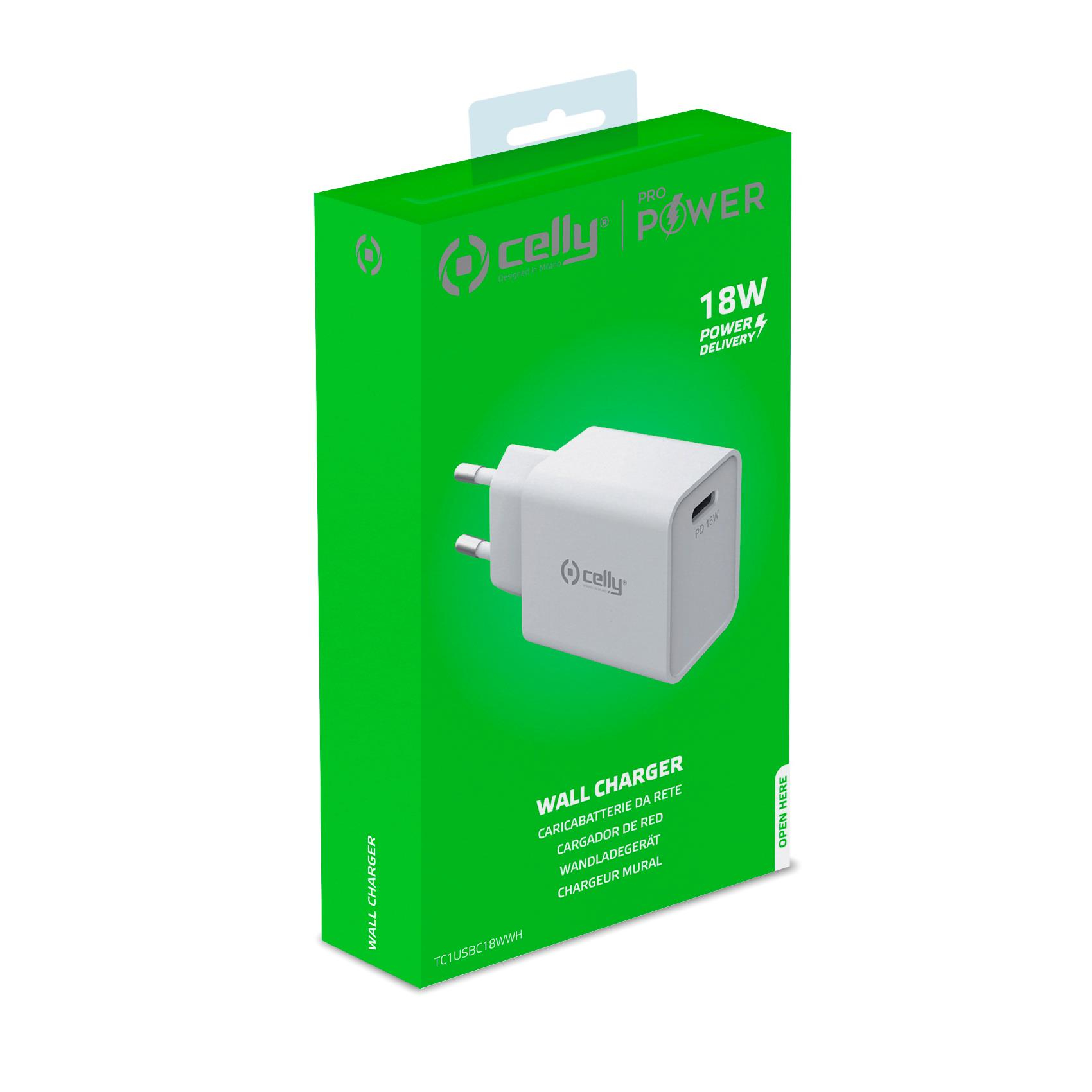Celly TC1USBC18WWH mobile device charger Smartphone, Smartwatch, Tablet White AC Indoor – image 4
