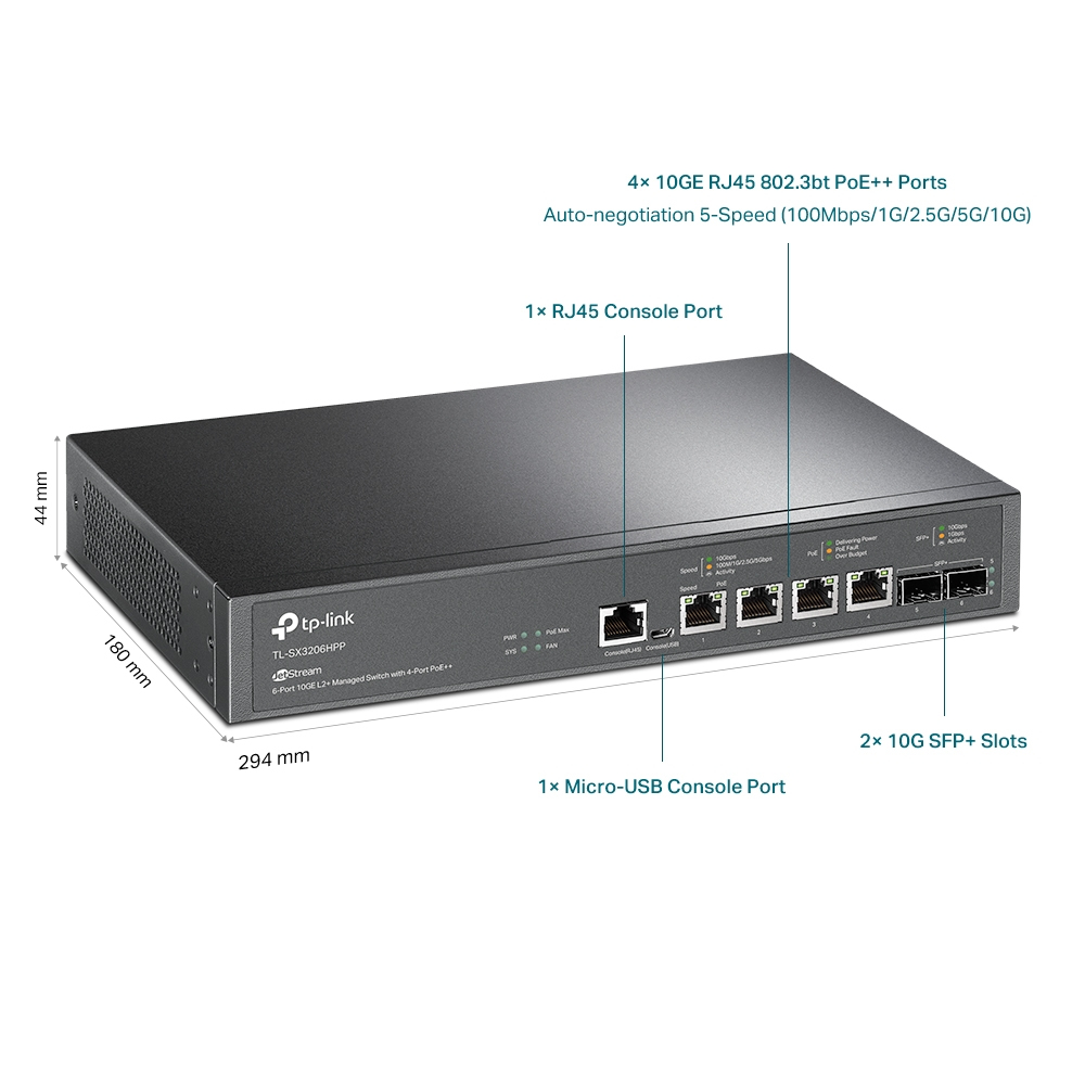 TP-Link JetStream 6-Port 10GE L2+ Managed Switch with 4-Port PoE++ – image 4