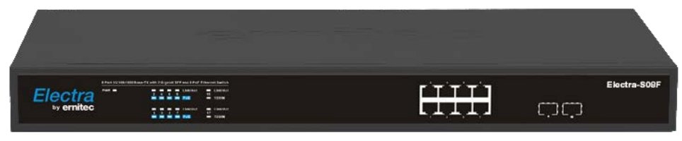 Ernitec ELECTRA-S-08F Unmanaged Gigabit Ethernet (10/100/1000) Power over Ethernet (PoE) 1U Black