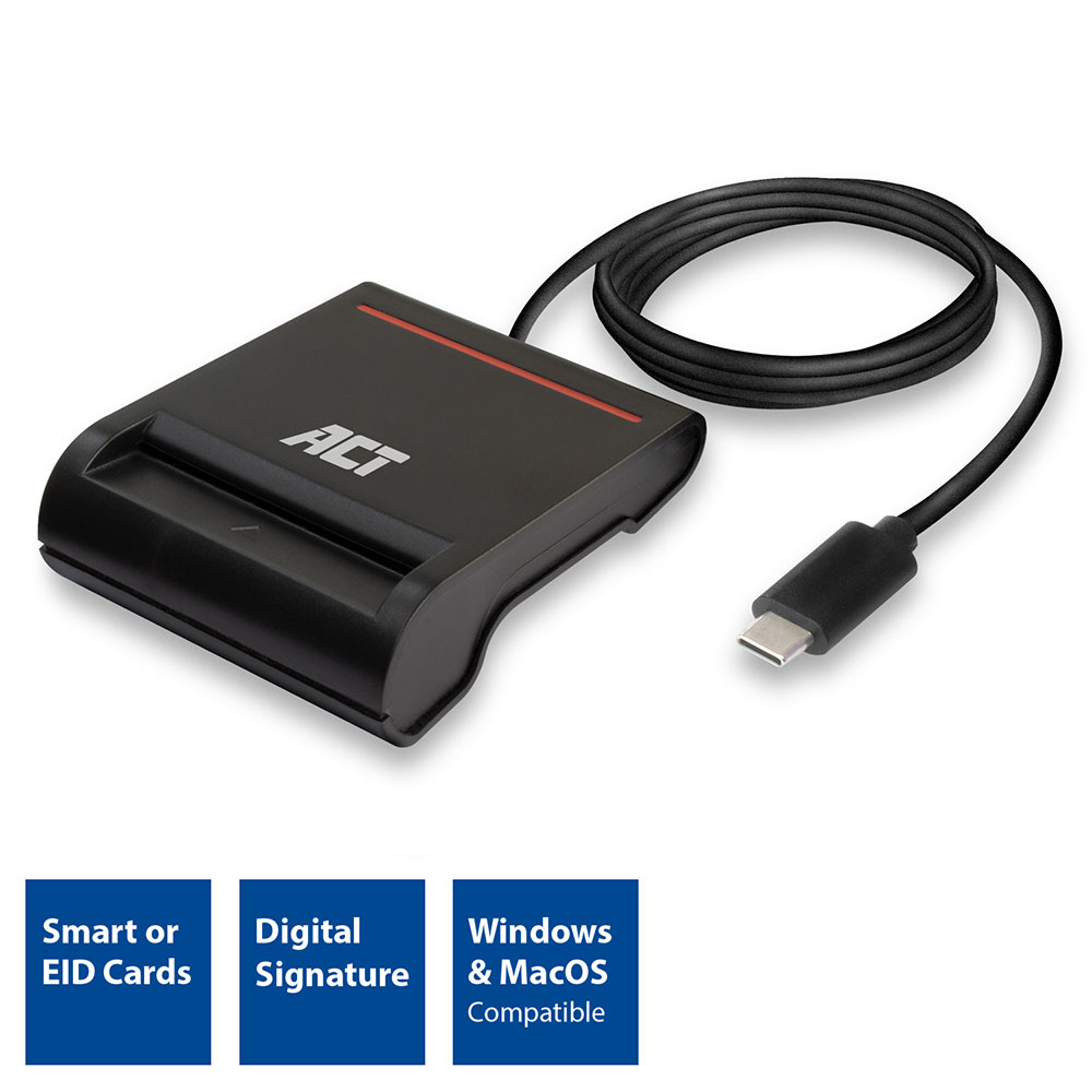 ACT External USB-C Smartcard eID Card Reader, black – image 2