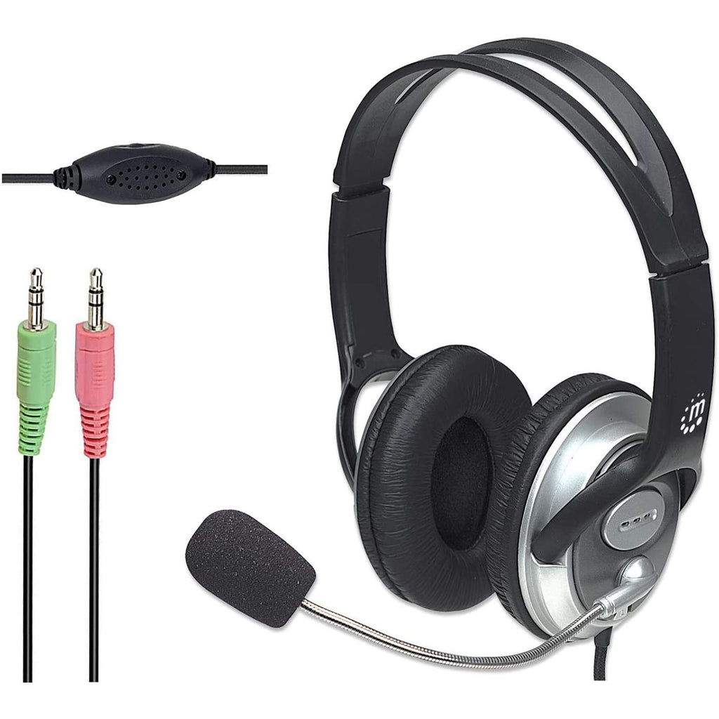 Manhattan Stereo Over-Ear Headset (3.5mm), Microphone Boom (padded), Adjustable Steel Headband, In-Line Volume Control, Ear Cushions, Std – image 4