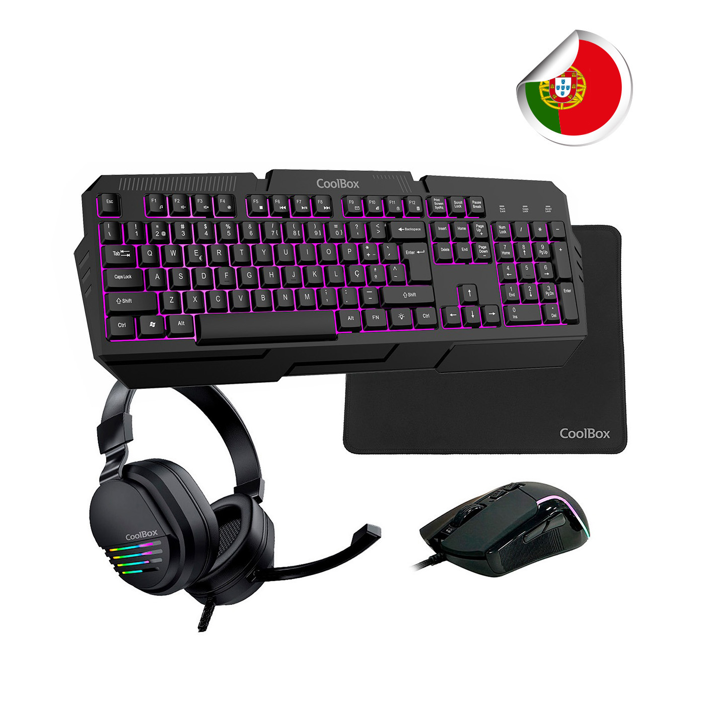 CoolBox COO-KTRAA-15PT keyboard Mouse included Gaming USB Portuguese Black – image 1