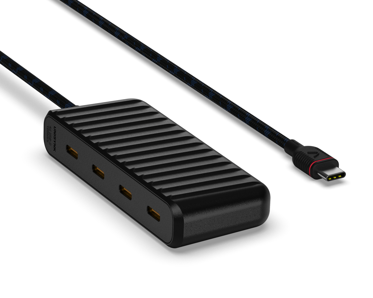 Unisynk Connect your USB-C device to this 4 Port USB-C Mini Hub and get access to four additional USB-C ports.