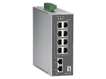 LevelOne 10-Port L2 Managed Fast Ethernet Industrial Switch, DIN-Rail, 2 x Gigabit RJ45, -20°C to 70°C