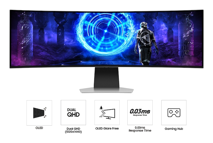 Samsung LS49DG956SNXGO computer monitor 124.5 cm (49″) 5120 x 1440 pixels Dual QHD OLED Silver image 6