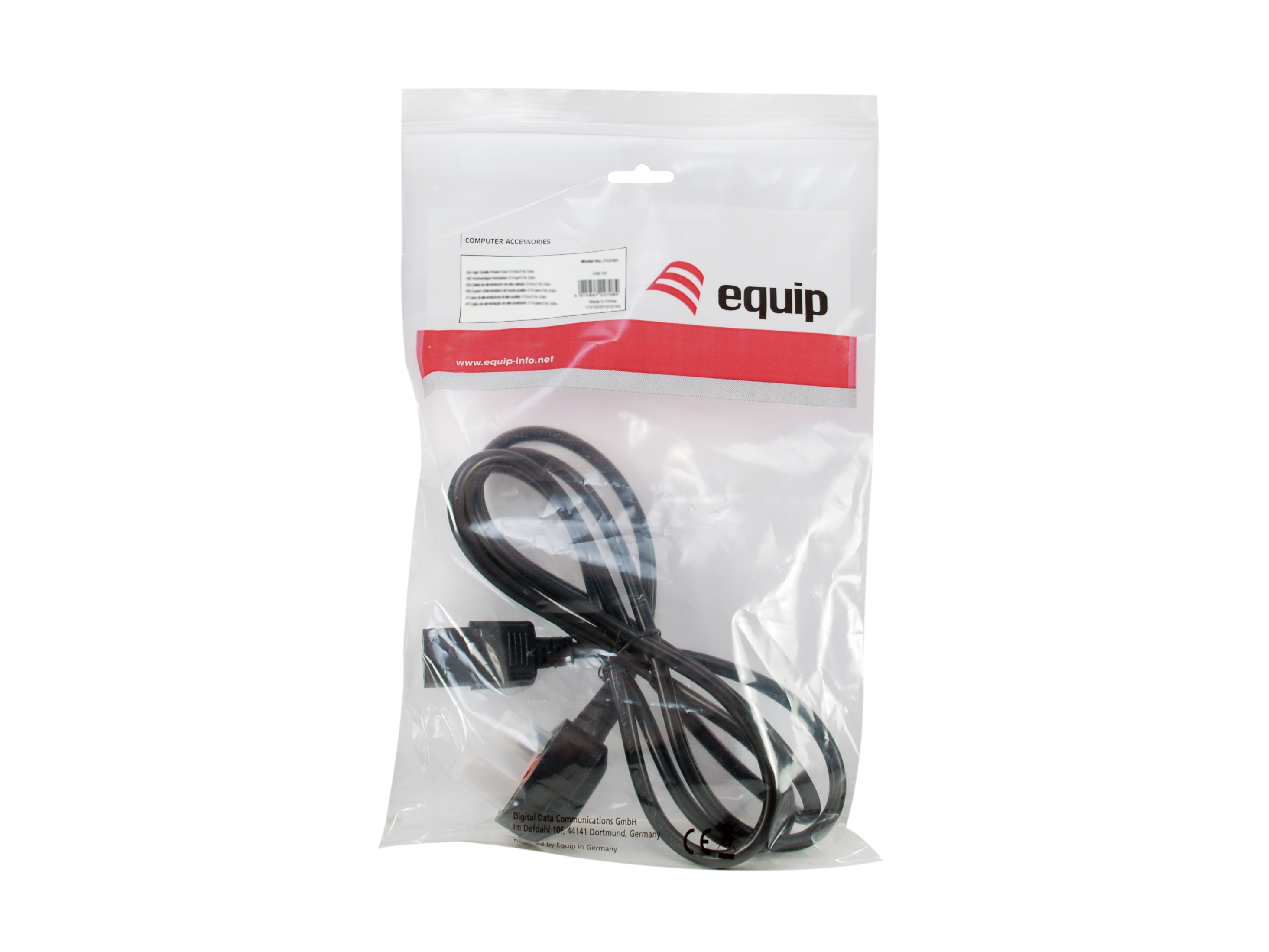 Equip Stromkabel UK-BS1363  ->C13 St/Bu   schwarz  2.00m PVC Polybeutel Stromkabel