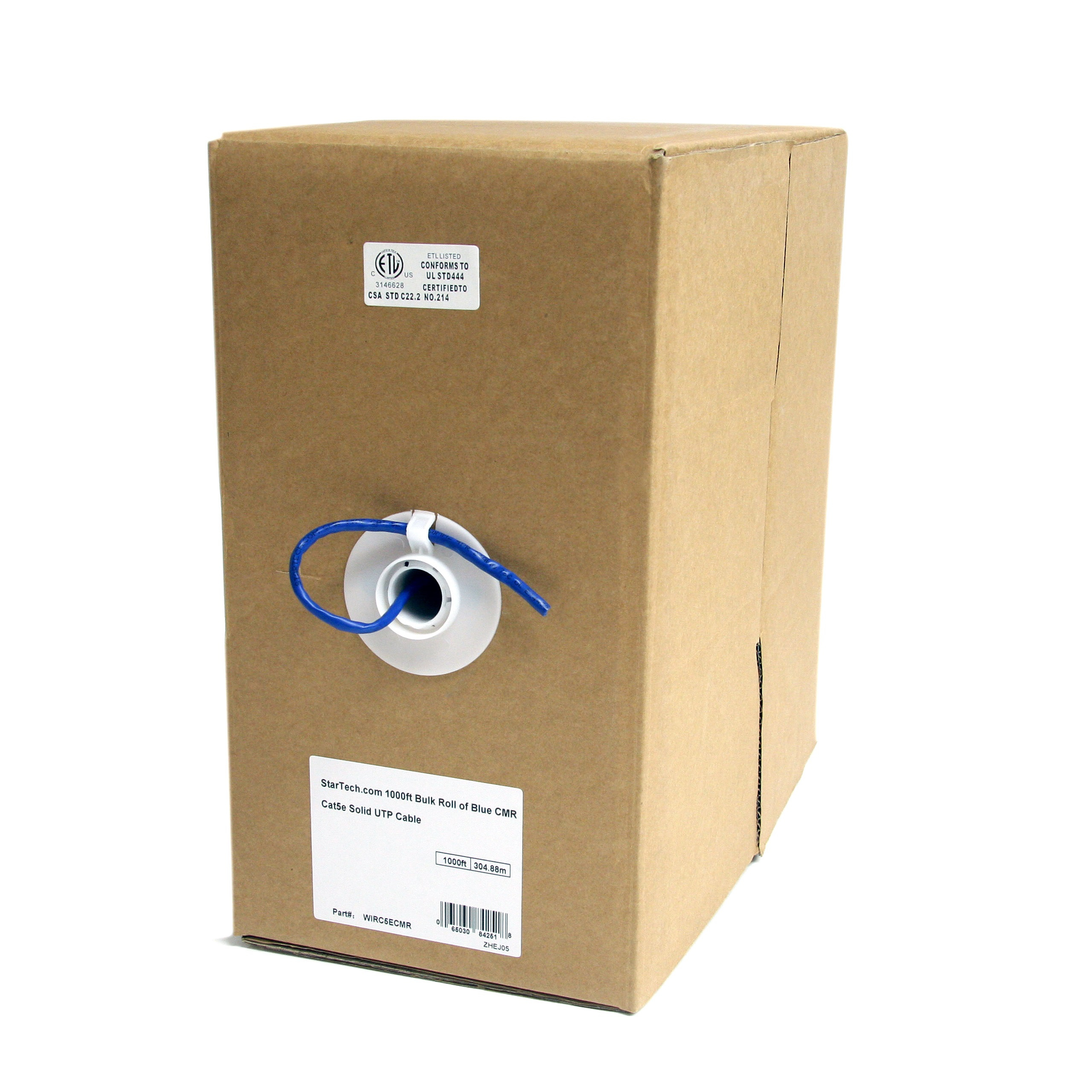 StarTech.com 1000ft CAT5e Ethernet Cable - Blue - Bulk Roll - Solid UTP Cable - CMR Rated - Box of CAT5e Network Wire Cable (WIRC5ECMR) - Bulk cable - 305 m - UTP - CAT 5e - solid - blue - for P/N: POEEXT2GAT, ST1000SPEXI, ST5GPEXNB, USB2001EXT2P, USB2001EXT2PNA, USB2001EXTV