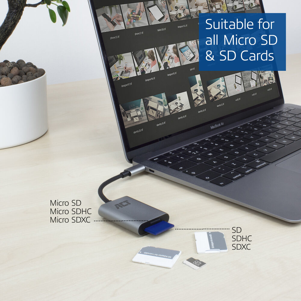 ACT AC7054 card reader USB 3.2 Gen 1 (3.1 Gen 1) Type-C Black, Silver – image 5