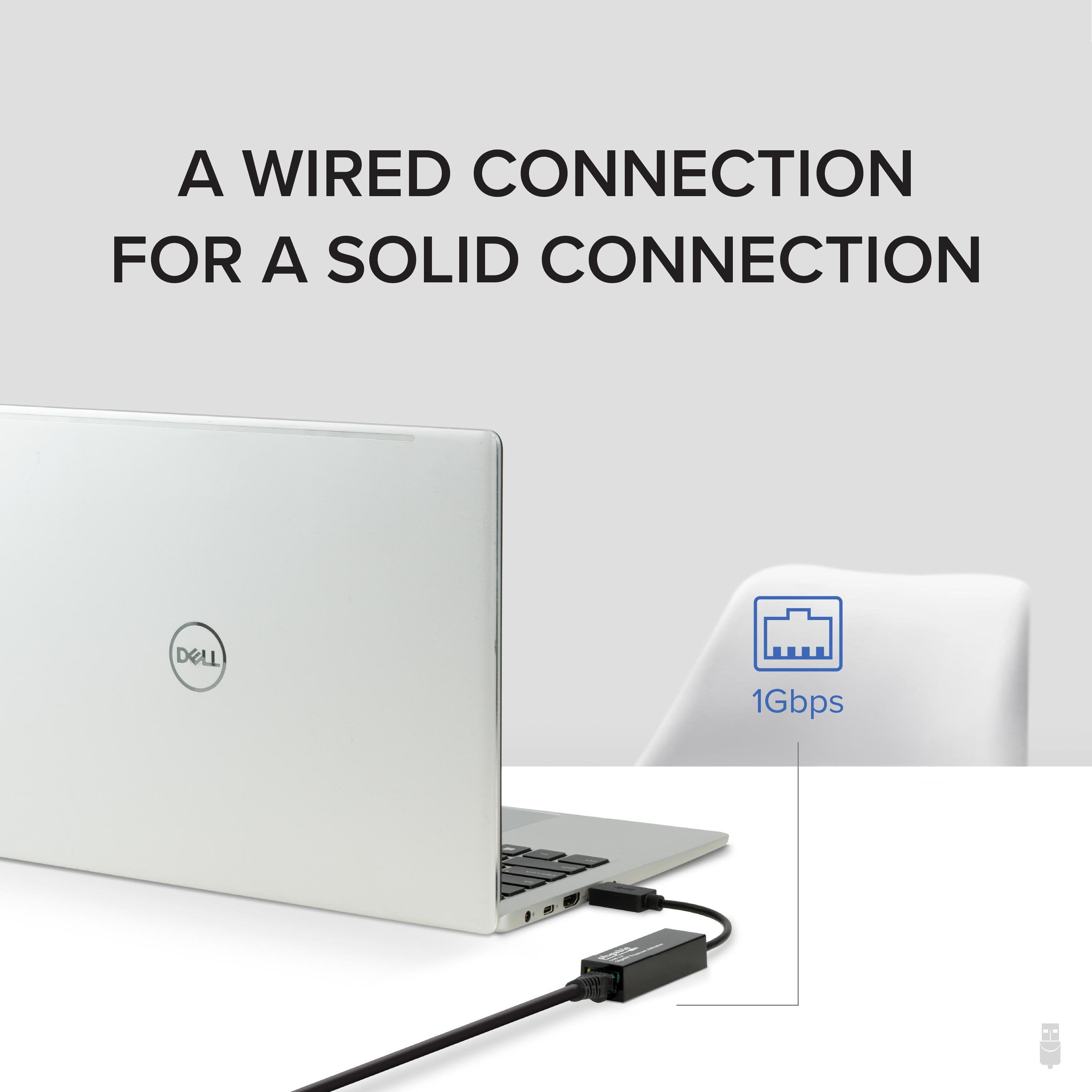 صورة محول Plugable Technologies USB3-E1000 USB 3.0 إلى جيجابت إيثرنت، 1000 ميجابت/ثانية، أسود
