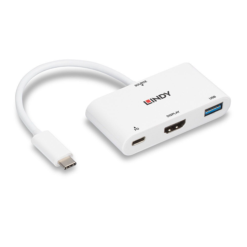 Lindy USB 3.2 Type C to HDMI Converter with USB Type A Port and Power Delivery – image 3