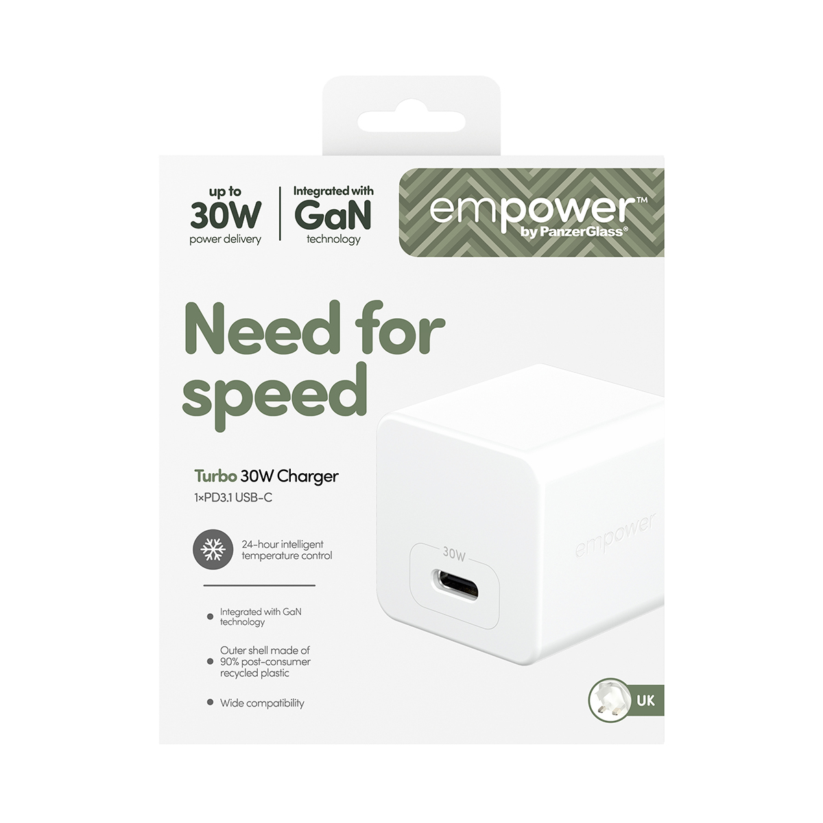 PanzerGlass empower™ by PanzerGlass® Turbo 30W Charger Single USB-C | UK Plug | Silver White – image 3