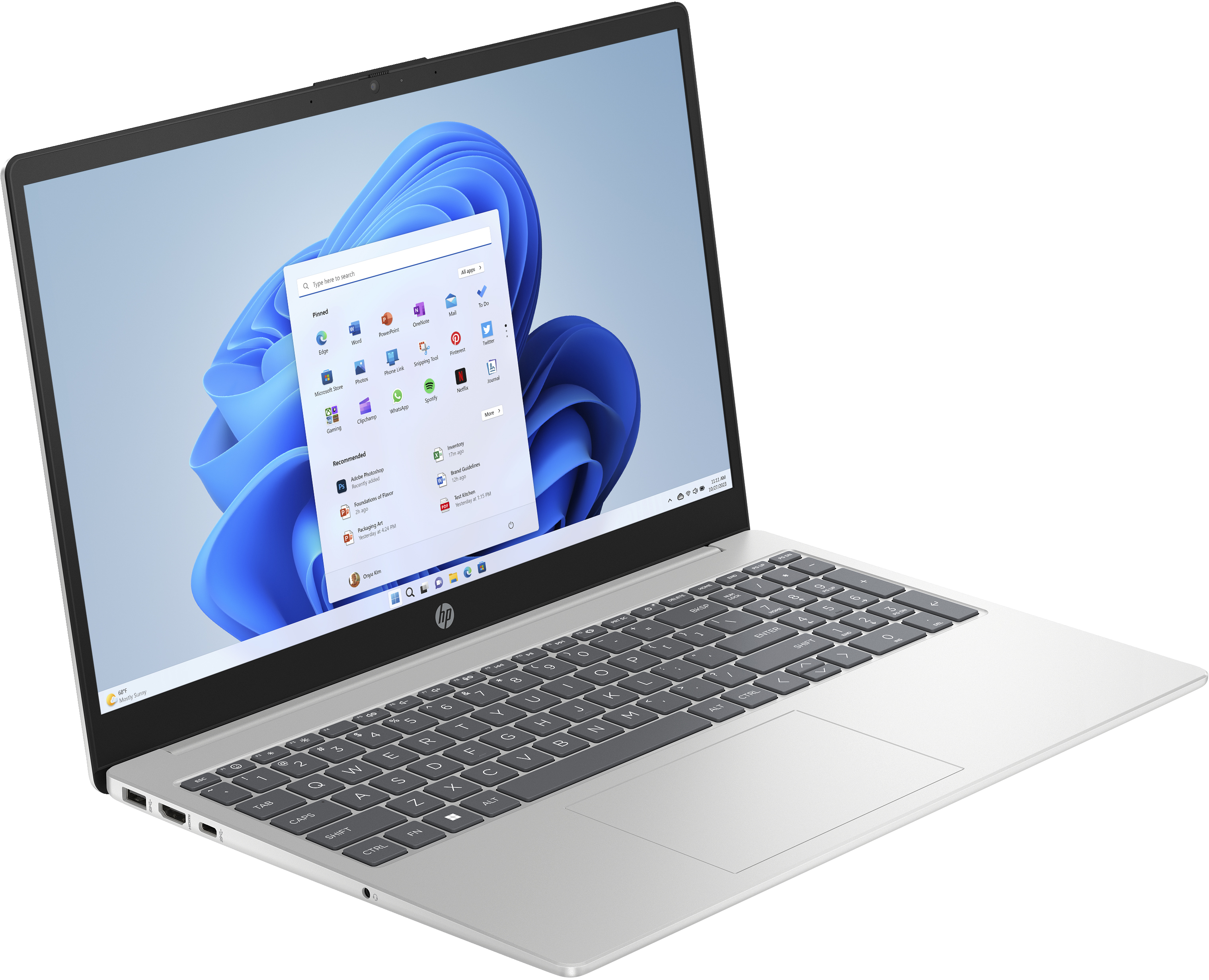 HP 15-fc0006no Bärbar dator 39,6 cm (15.6') Full HD AMD Ryzen™ 5 7520U 16 GB LPDDR5-SDRAM 512 GB SSD Wi-Fi 6 (802.11ax) Windows 11 Home Silver
