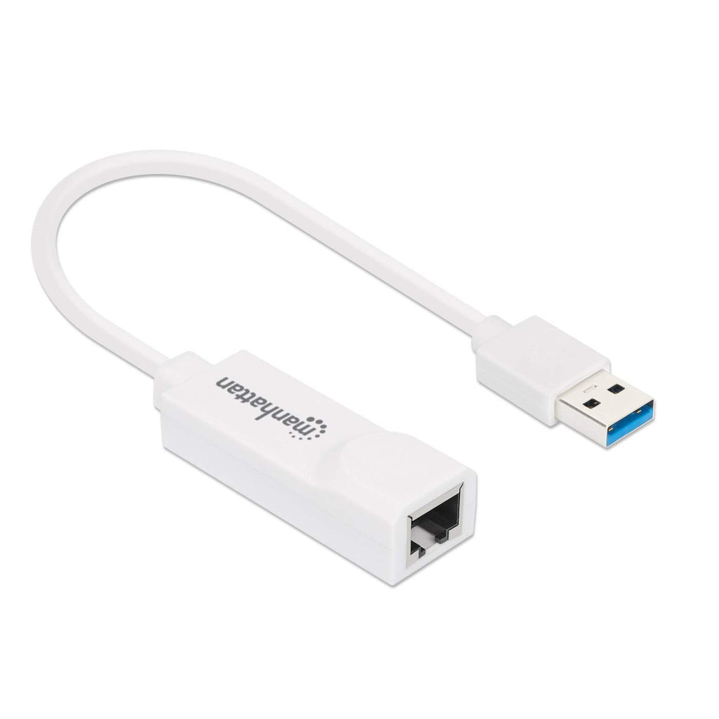 Manhattan USB-A Gigabit Ethernet Adapter, 10/100/1000 Mbps Network, USB 3.0 (aka USB 3.2 Gen 1), 5 Gbps, SuperSpeed USB, RJ45, White, Three Year Warranty, Equiv – image 2