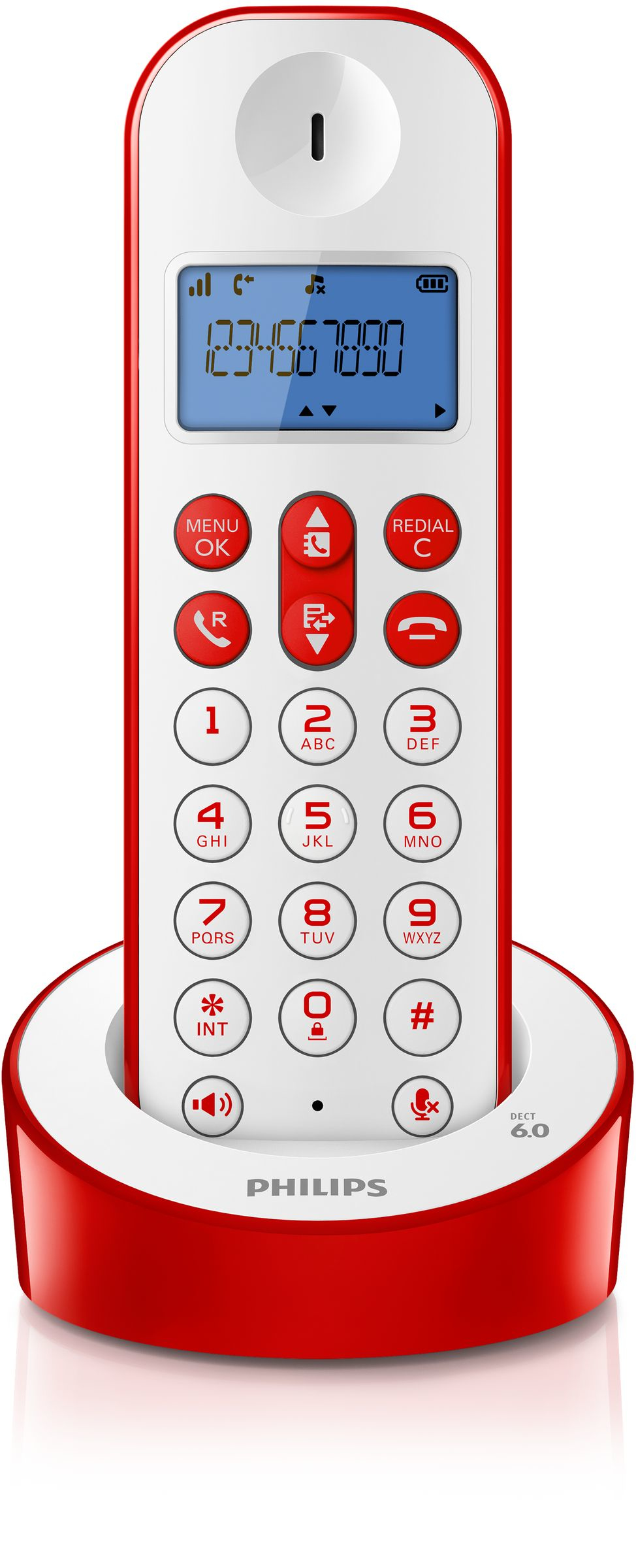 Philips D1211WR/BR telephone DECT telephone Caller ID Red, White – image 2