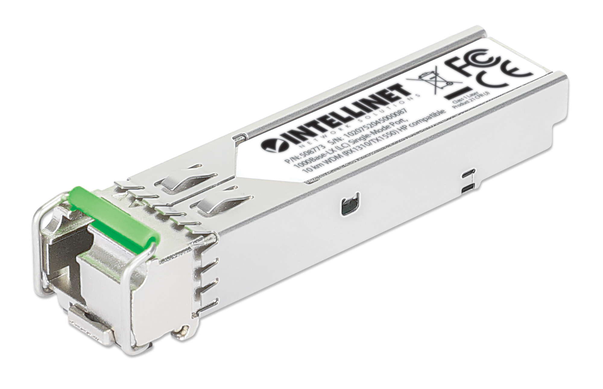 Intellinet Gigabit Fiber WDM Bi-Directional SFP Optical Transceiver Module 1000Base-BX-U (LC) Single-Mode Port, 10 km (6.2 mi.), BiDi WDM (RX1310/TX1550), HPE-c – image 1